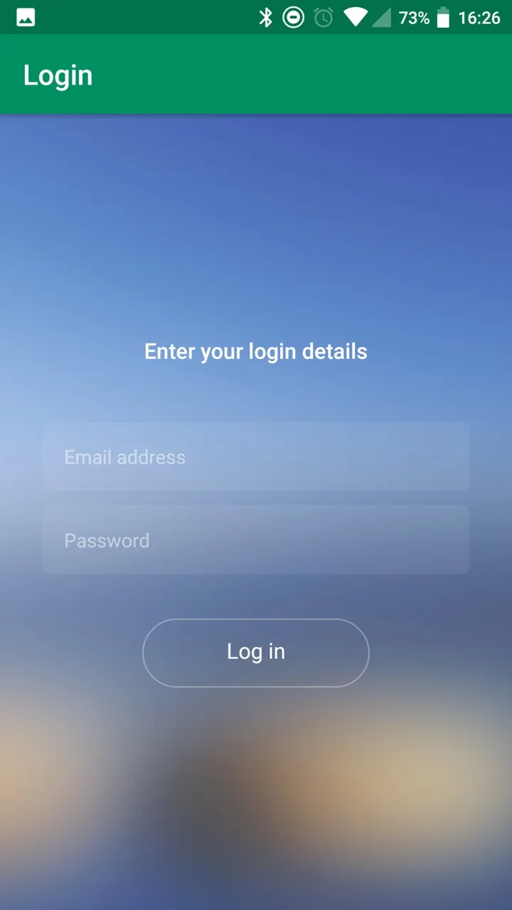 The app sign in screen, with fields for email address and password